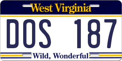 WV license plate DOS187