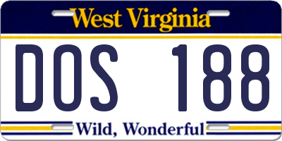 WV license plate DOS188
