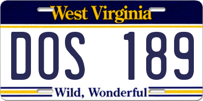 WV license plate DOS189