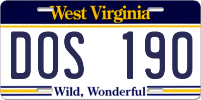 WV license plate DOS190