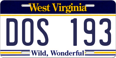 WV license plate DOS193