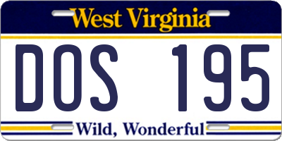 WV license plate DOS195
