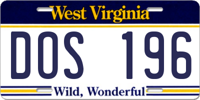 WV license plate DOS196