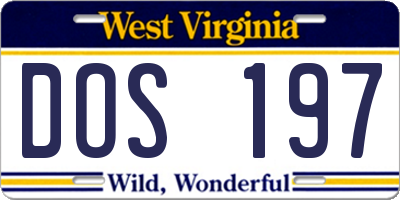 WV license plate DOS197