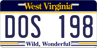 WV license plate DOS198