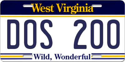 WV license plate DOS200
