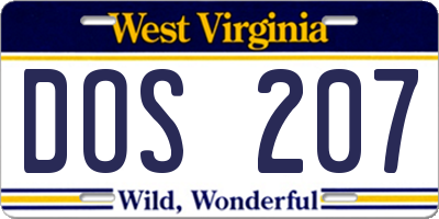 WV license plate DOS207