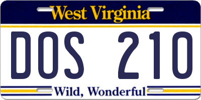WV license plate DOS210