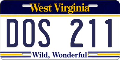 WV license plate DOS211