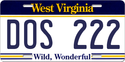 WV license plate DOS222