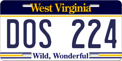 WV license plate DOS224