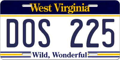 WV license plate DOS225