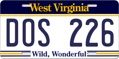 WV license plate DOS226