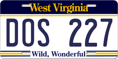 WV license plate DOS227