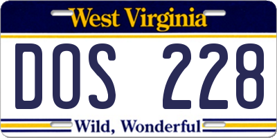 WV license plate DOS228