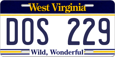 WV license plate DOS229