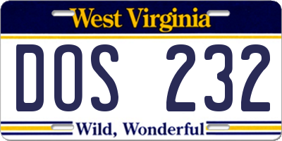 WV license plate DOS232