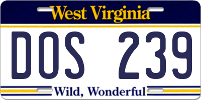 WV license plate DOS239