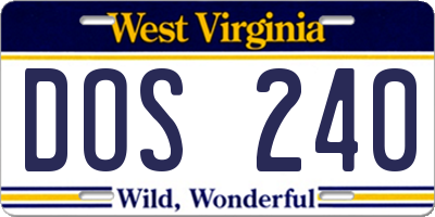 WV license plate DOS240