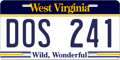 WV license plate DOS241