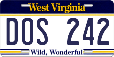 WV license plate DOS242