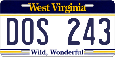 WV license plate DOS243