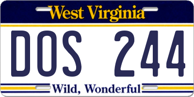 WV license plate DOS244