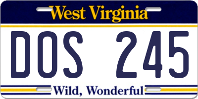 WV license plate DOS245