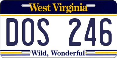 WV license plate DOS246