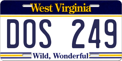 WV license plate DOS249