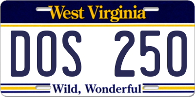 WV license plate DOS250