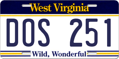 WV license plate DOS251