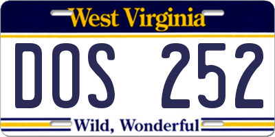 WV license plate DOS252