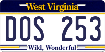 WV license plate DOS253