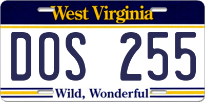 WV license plate DOS255