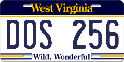 WV license plate DOS256