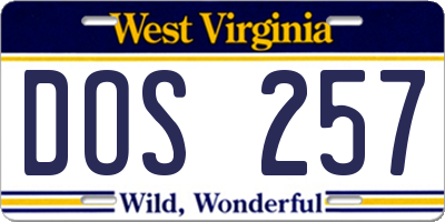 WV license plate DOS257