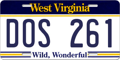 WV license plate DOS261