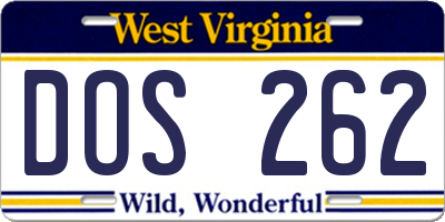 WV license plate DOS262