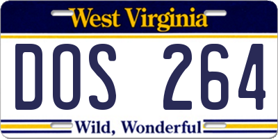 WV license plate DOS264