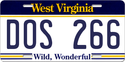 WV license plate DOS266