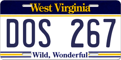 WV license plate DOS267