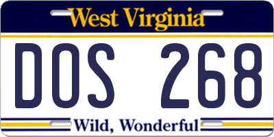 WV license plate DOS268