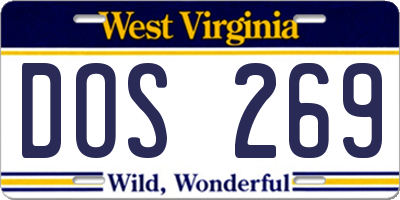 WV license plate DOS269