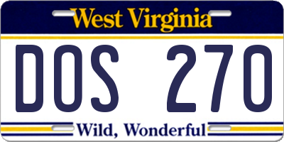 WV license plate DOS270