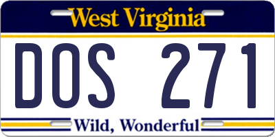 WV license plate DOS271