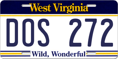 WV license plate DOS272