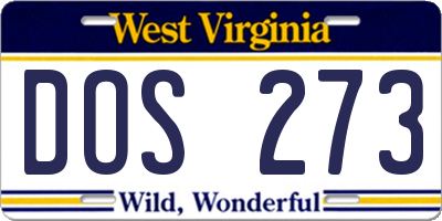 WV license plate DOS273