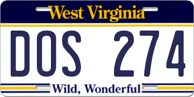WV license plate DOS274