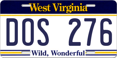 WV license plate DOS276